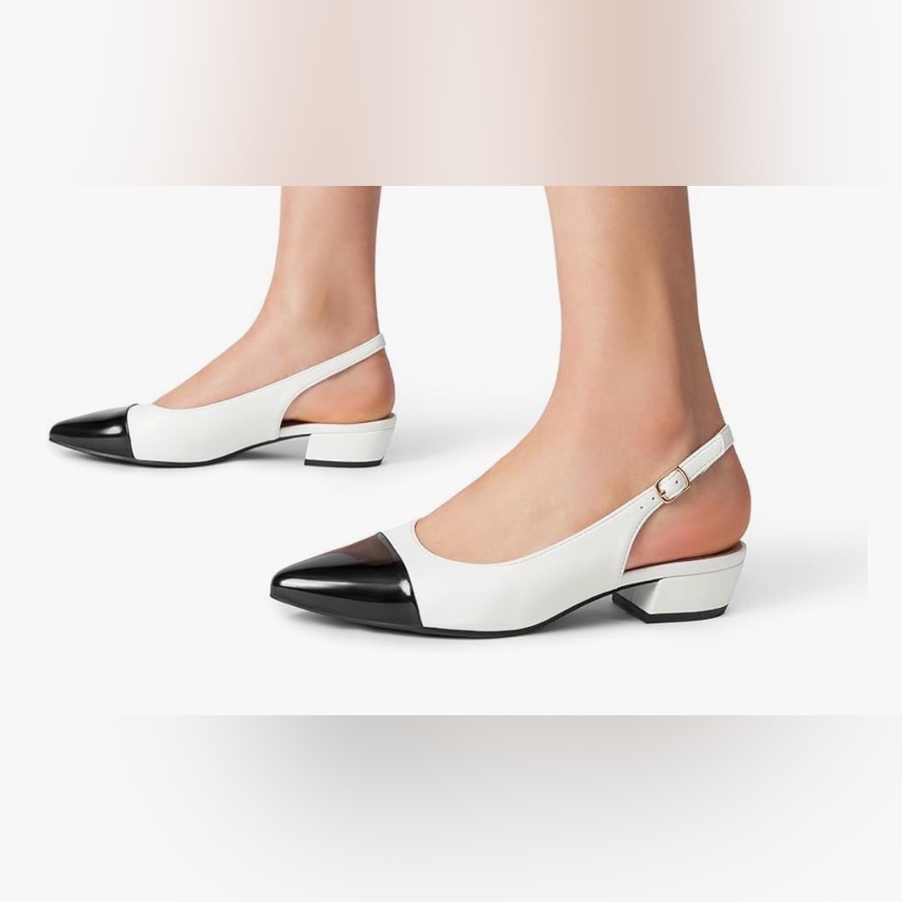 Sz 6.5 Dream Pairs Elegant Women's Slingback Shoes - Black and White